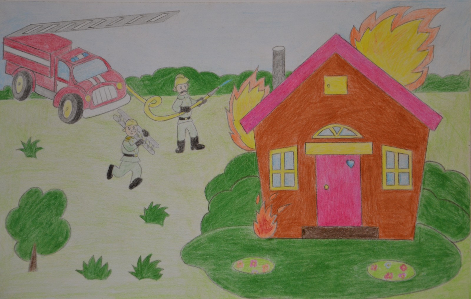 Рисунок про пожарного в детский сад